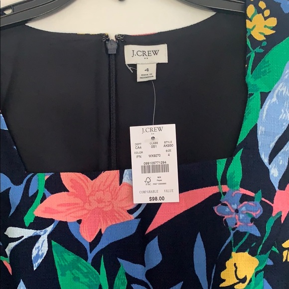 Floral basketweave square-neck dress - Picture 2 of 3